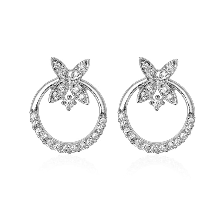Silver 925 Luna Butterfly Halo Stud Earrings