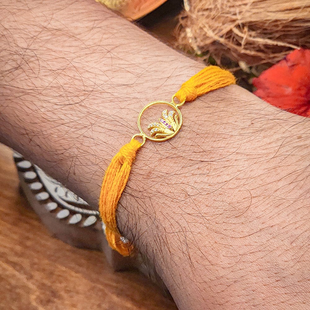 Pure Silver Gold Plated Lotus Rakhi