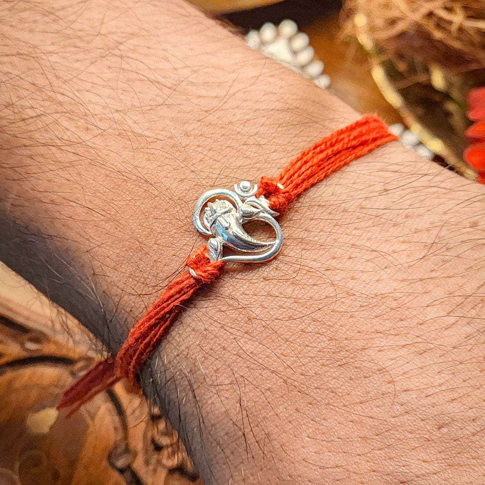 Pure Sterling Silver Ganesha Om Rakhi