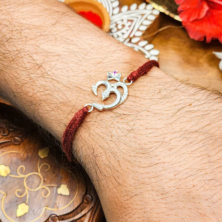 Pure 92.5 Silver Hindu Om Rakhi