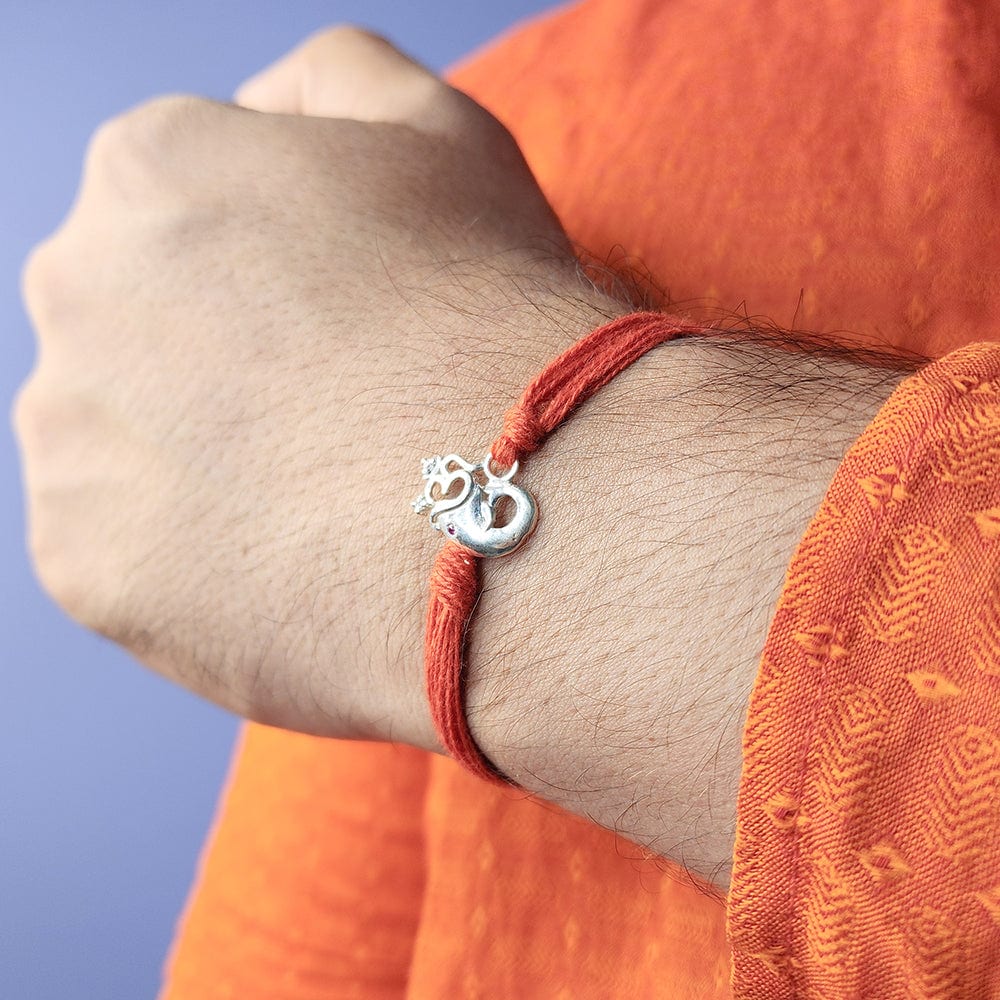 Pure Sterling Silver Om Ganpati Rakhi