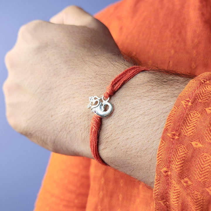 Pure Sterling Silver Om Ganpati Rakhi