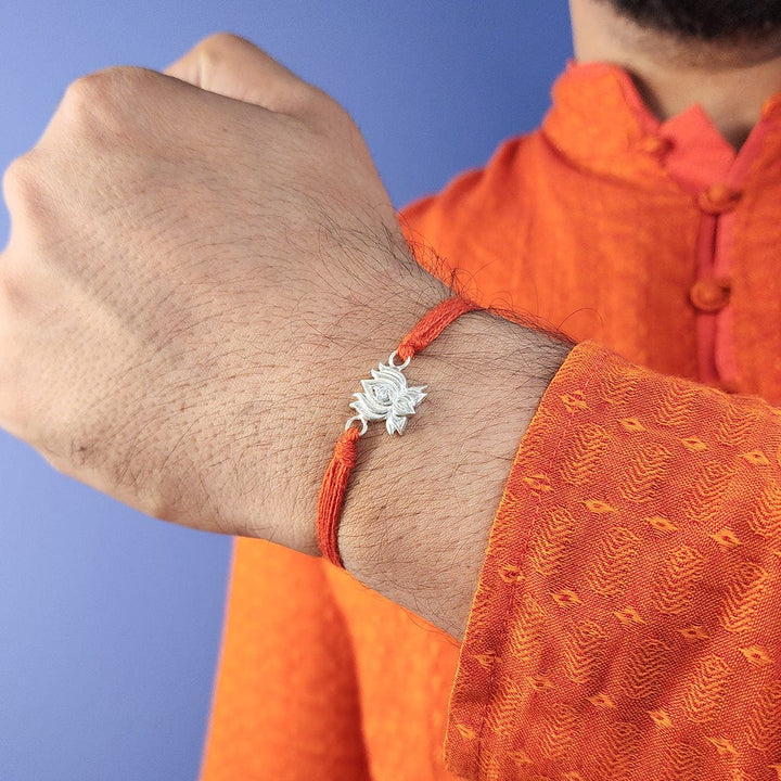 Pure Sterling Silver Lotus Rakhi