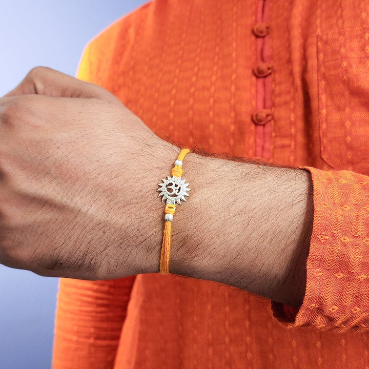 Pure 92.5 Traditional Om Silver Rakhi