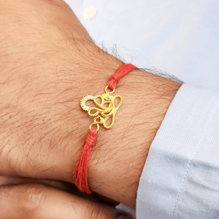 Pure 92.5 Silver Gold Plated Ganesha Rakhi