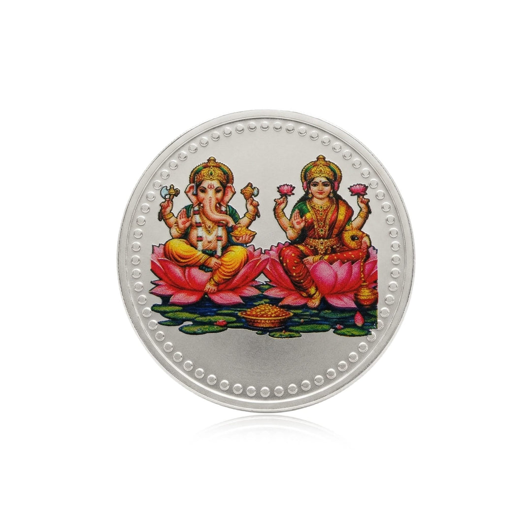20 Gram 999 Pure Silver Coin Laxmi Ganesh Color Print