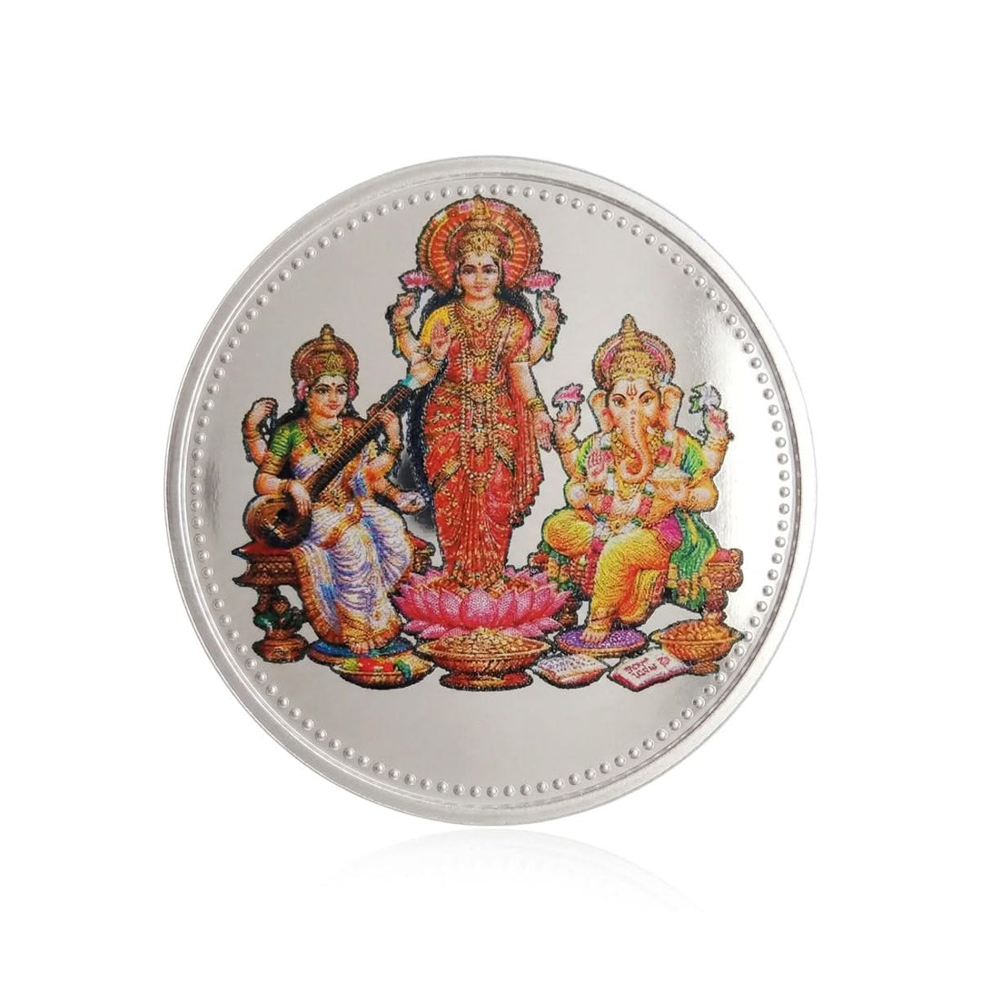 20 Gram 999 Pure Silver Coin - Lakshmi Saraswati Ganesha Color Print