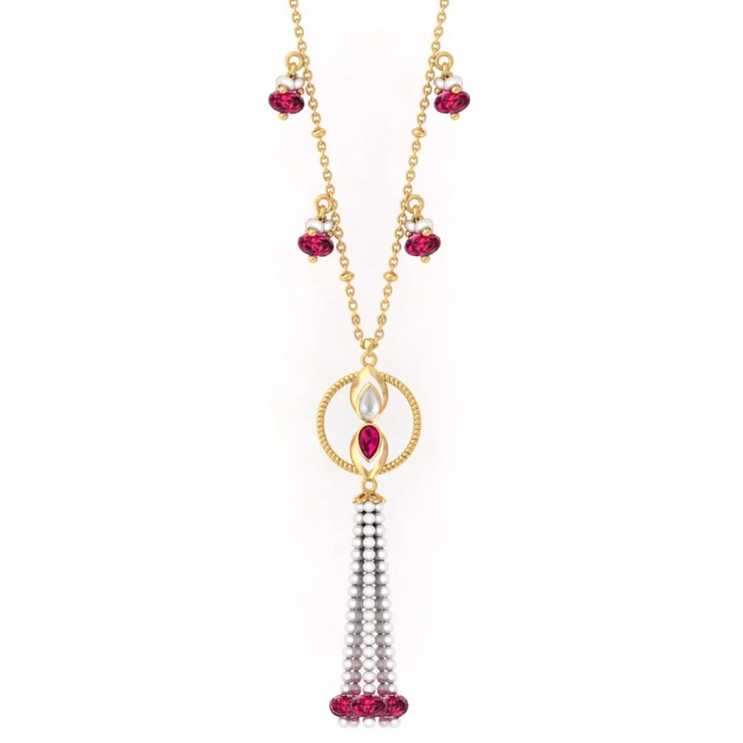 925 Pure Silver Gold-Plated Heirloom Tassel Statement Necklace