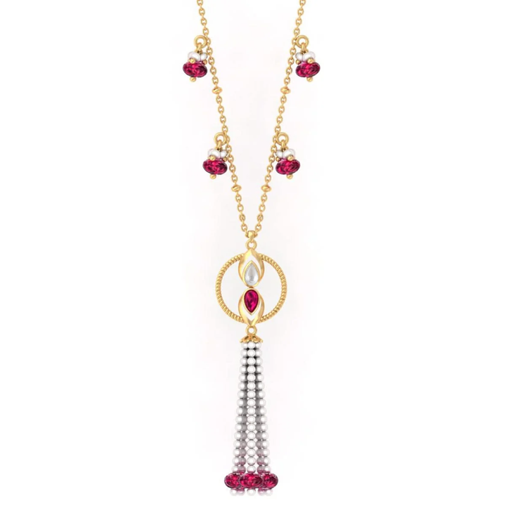 925 Pure Silver Gold-Plated Heirloom Tassel Statement Necklace