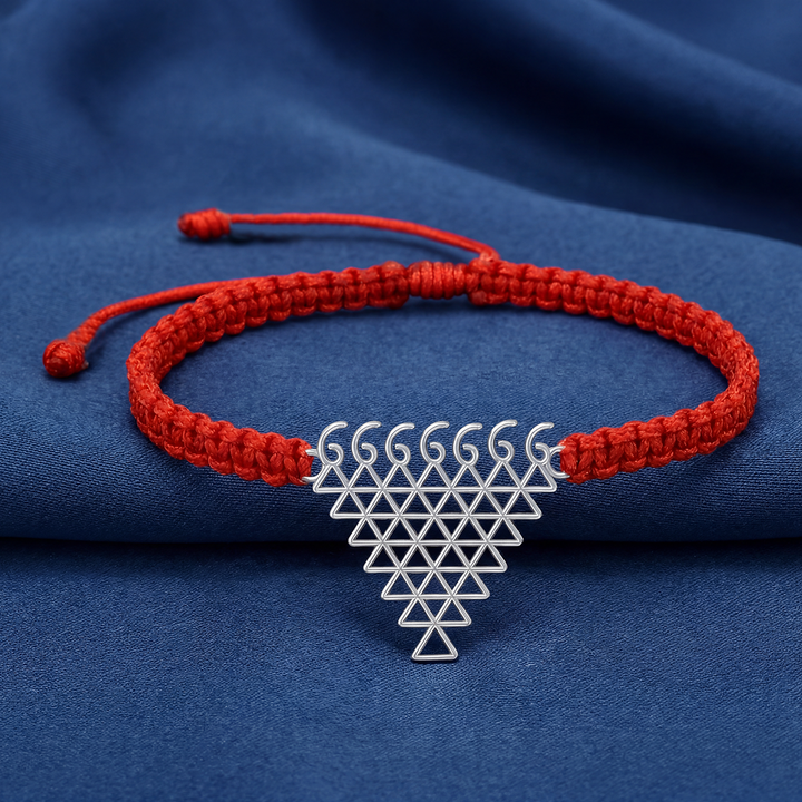 Unniyarcha 925 Pure Silver 7 Line Saraswati Yantra bracelet with Chandan Tilak set
