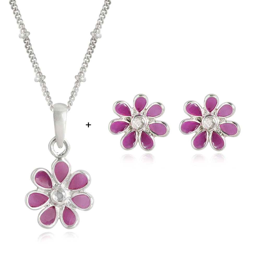 92.5 Silver Red Hydro Flower Necklace