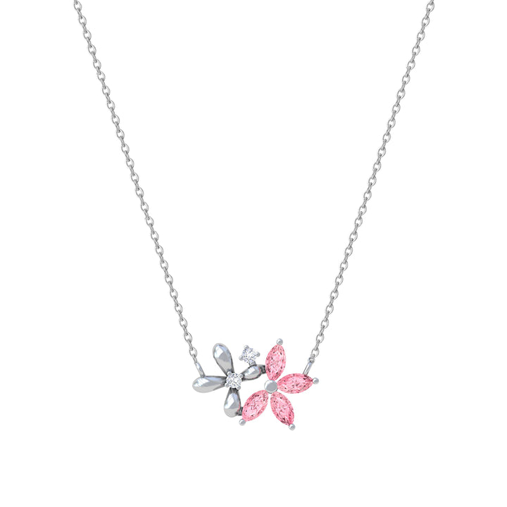 Pink Blossom Silver Pendant Necklace