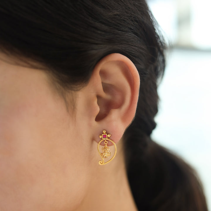 Unniyarcha 925 Silver Gold-Plated Manga Lakshmi Earrings