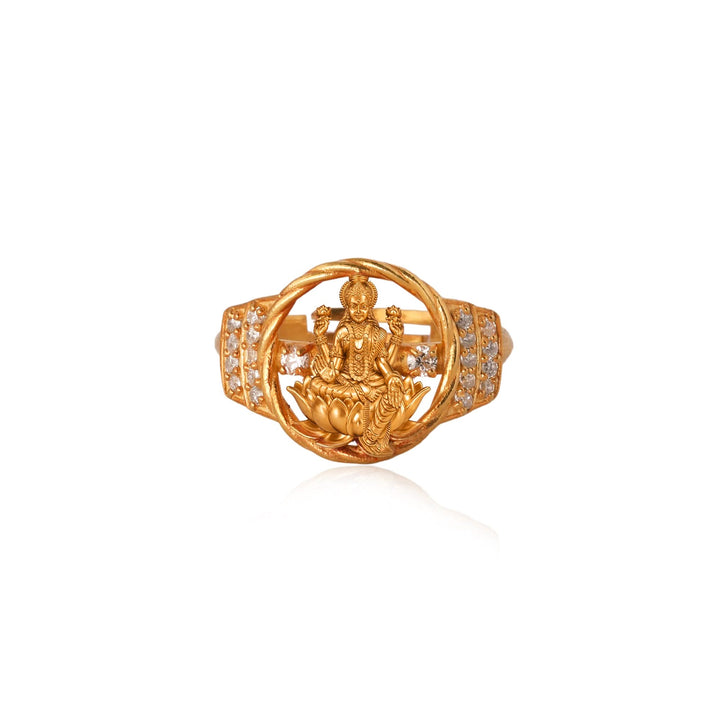 Silver 925 Dhan Lakshmi Zircon Statement Ring