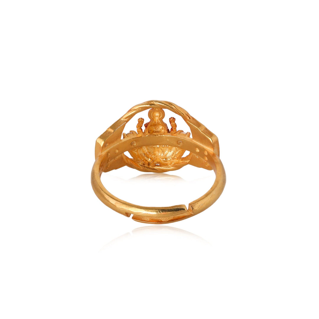 Silver 925 Dhan Lakshmi Zircon Statement Ring