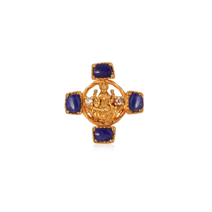 Silver 925 Dhan Lakshmi Lapis Lazuli Statement Ring