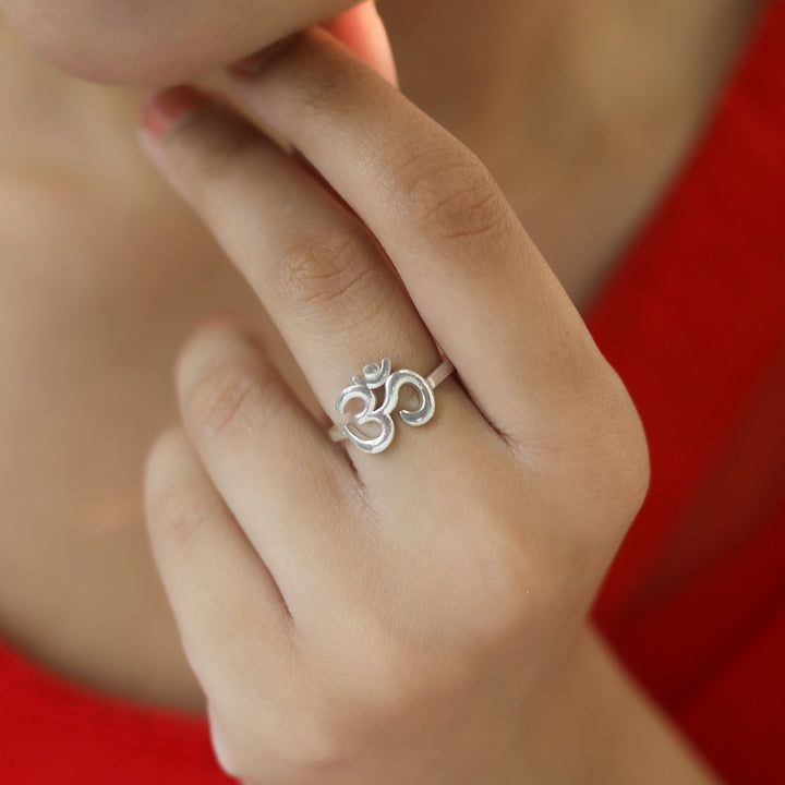 Unniyarcha 925 Sterling Silver Sacred Om Ring (Adjustable)