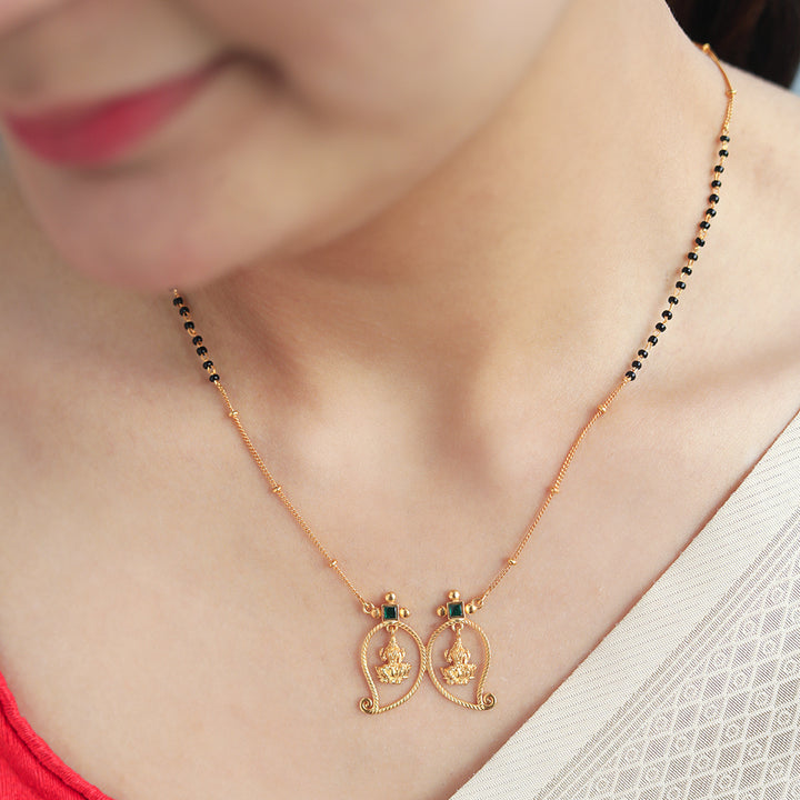 Unniyarcha 925 Silver Gold-Plated Manga Lakshmi Mangalsutra