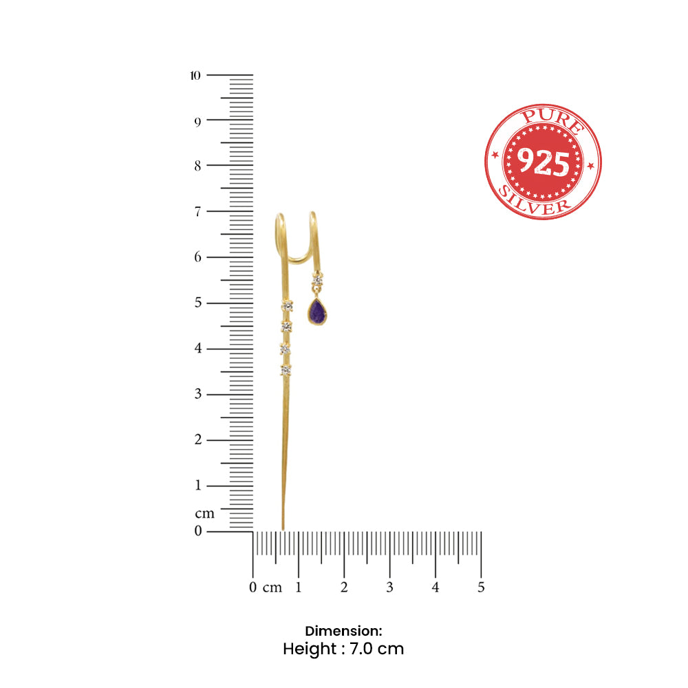 925 Sterling Silver Amethyst Earcuff