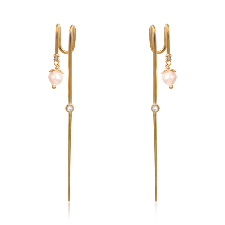 Dangling Pearl Needle Earcuff Earring