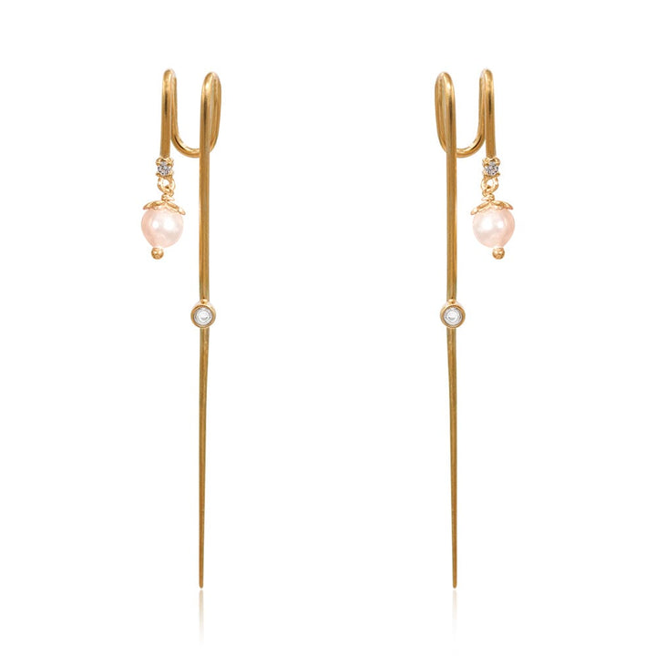 Dangling Pearl Needle Earcuff Earring