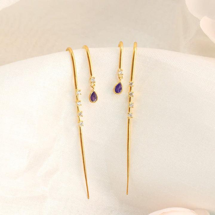 925 Sterling Silver Amethyst Earcuff