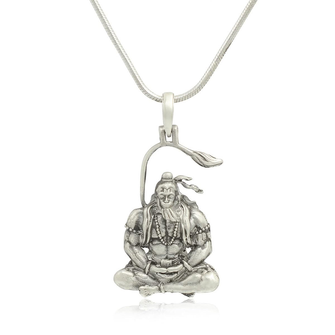 925 Sterling Silver Meditating Shri Hanuman Ji Pendant