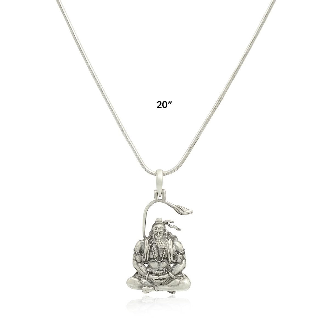 925 Sterling Silver Meditating Shri Hanuman Ji Pendant