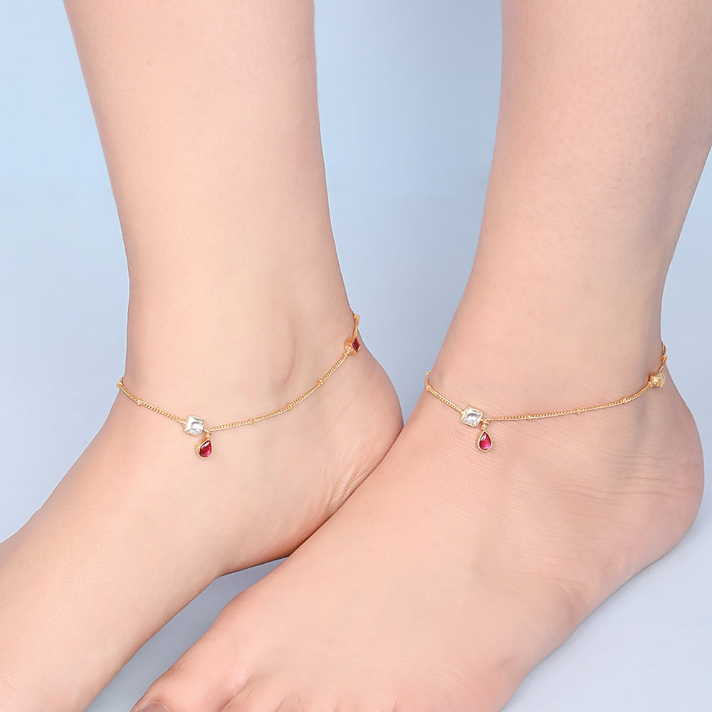Polki And Kemp Silver 92.5 anklet