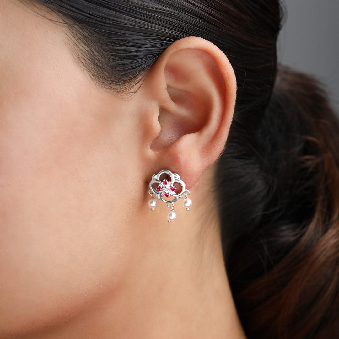 Silver 925 Roselle Pearl Drops