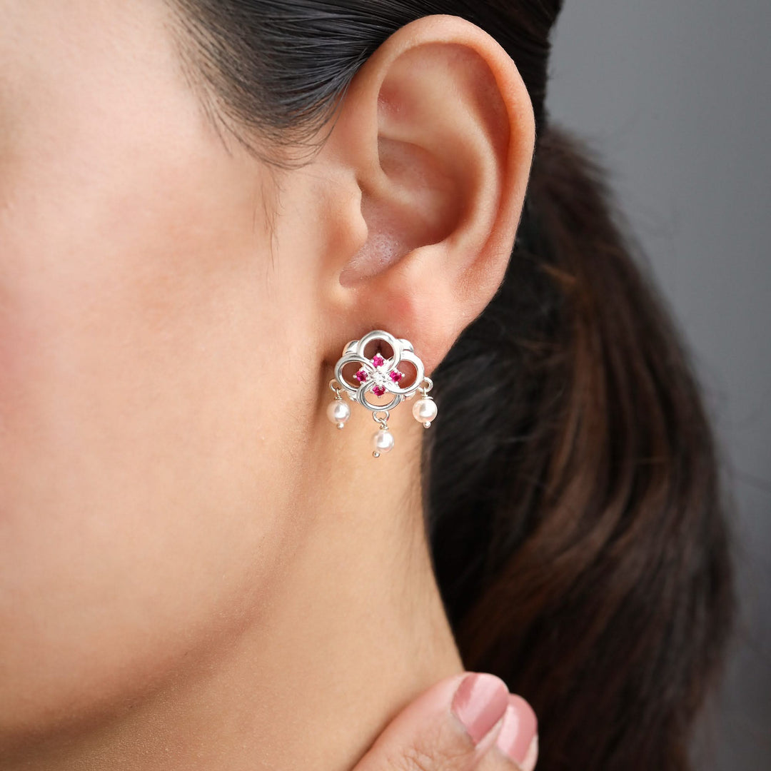 Silver 925 Roselle Pearl Drops