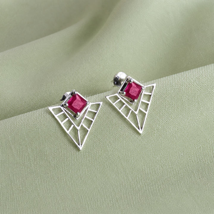 Silver 925 Scarlet Prism Deco Earrings
