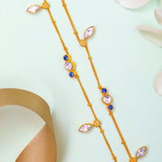 Silver 92.5 Anklet with Blue and white zircon