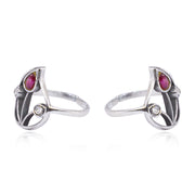Silver 92.5 Aam Ras Red Stone Toe Ring