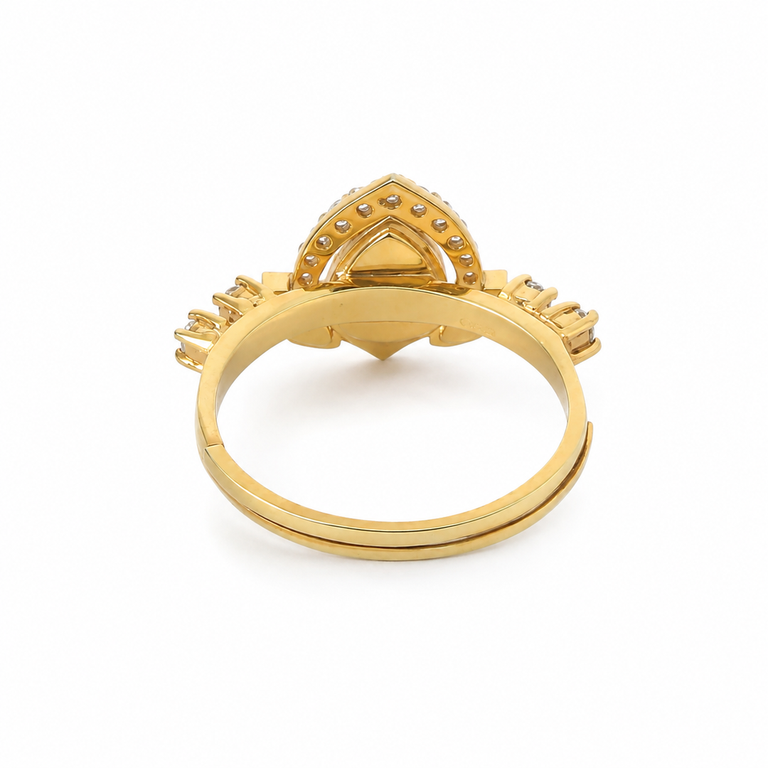 925 Silver Royal Lotus Motif Zircon Embedded Ring