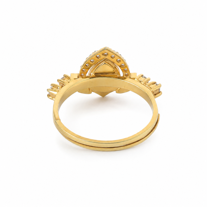 925 Silver Royal Lotus Motif Zircon Embedded Ring