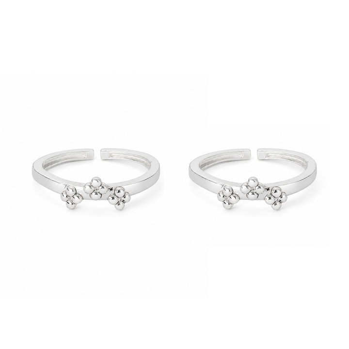 925 Silver Crown Beaded Adjustable Toe Rings