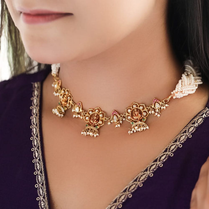 Silver 925 Dhan Lakshmi Heirloom Pearl Necklace