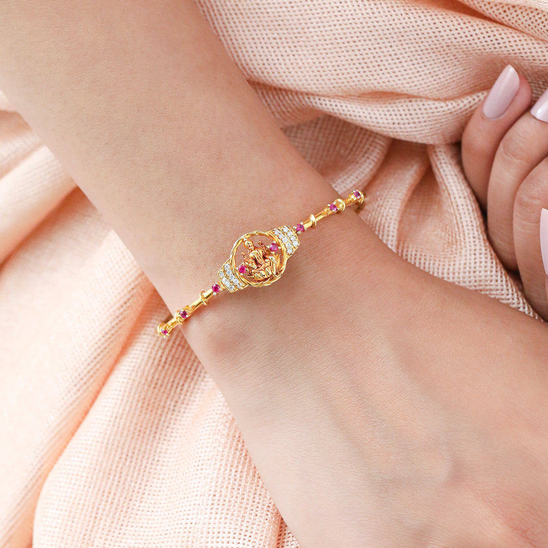 Dhan Lakshmi Ruby Stone Cuff Bracelet