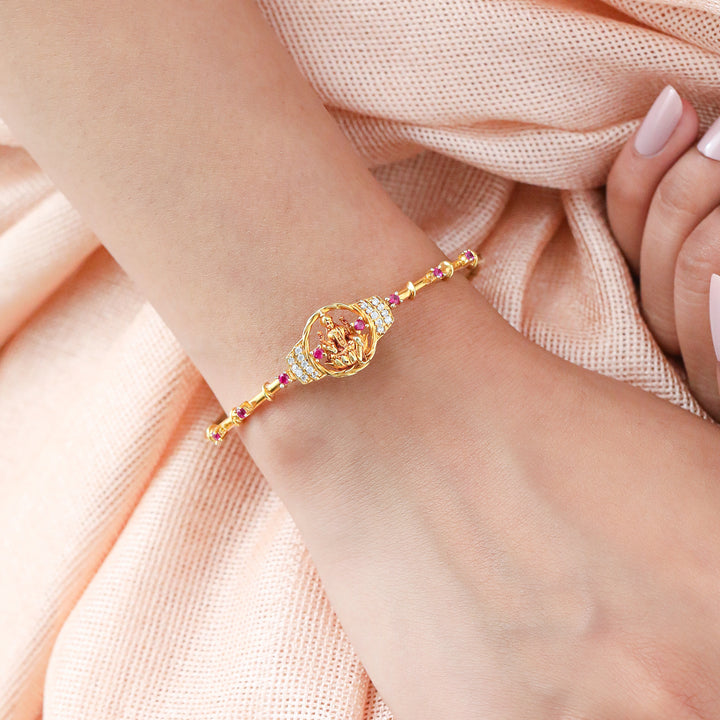 Dhan Lakshmi Ruby Stone Cuff Bracelet