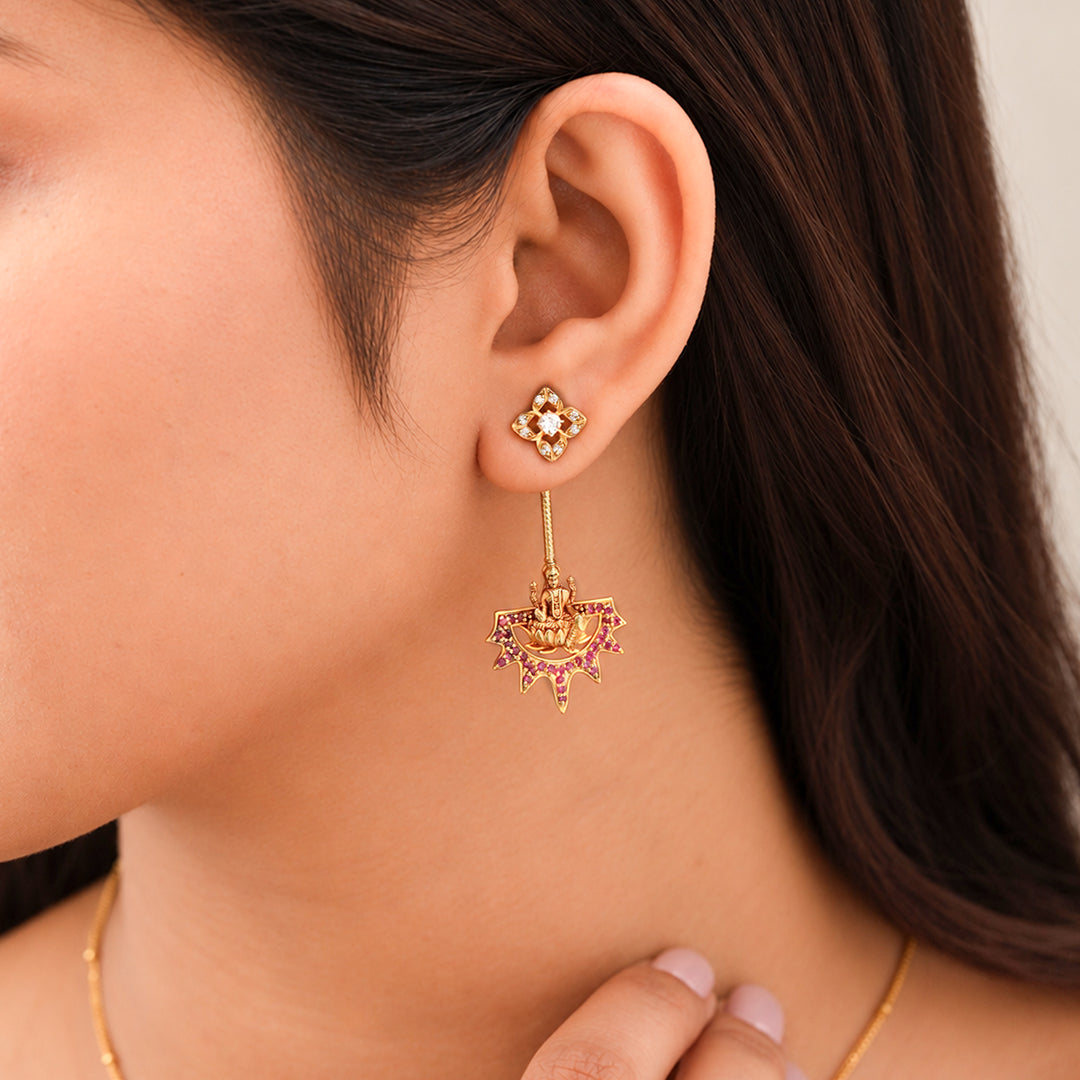 925 Silver Dhan Lakshmi Asymmetrical Earrings