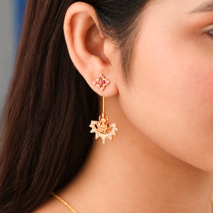 925 Silver Dhan Lakshmi Asymmetrical Earrings