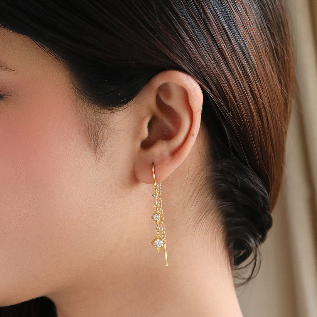 925 Silver Patakha Star Sui Dhaga Earrings
