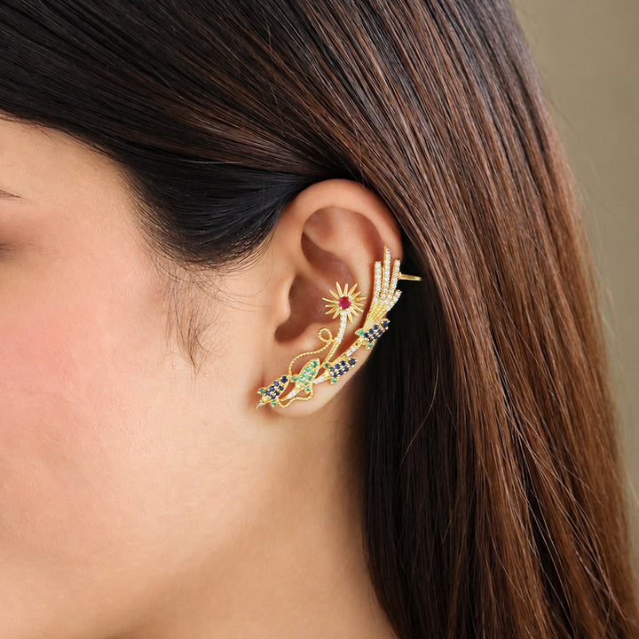925 Silver Patakha Firecracker Rocket Earcuff
