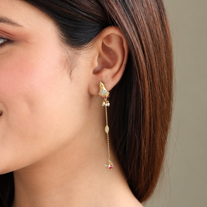 925 Silver Patakha Anar Drop Danglers