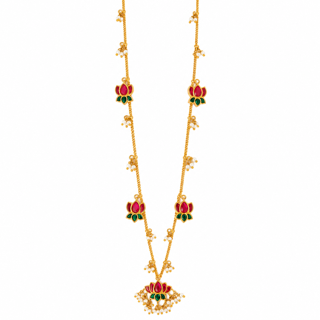 Silver 925 Lotus Pearl Charm Necklace