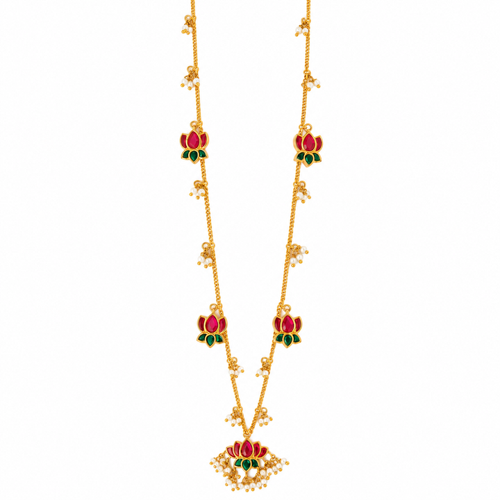 Silver 925 Lotus Pearl Charm Necklace