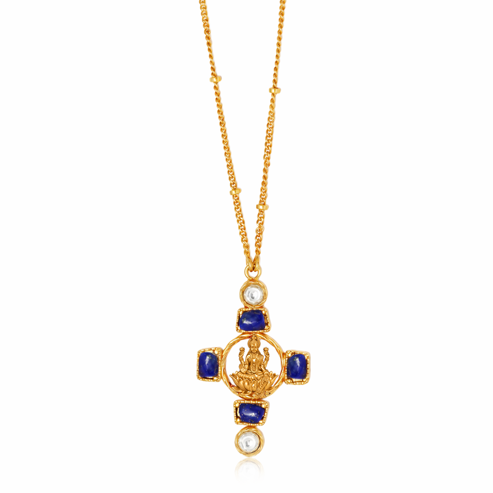 Dhan Lakshmi Lapis Kundan Pendant Necklace