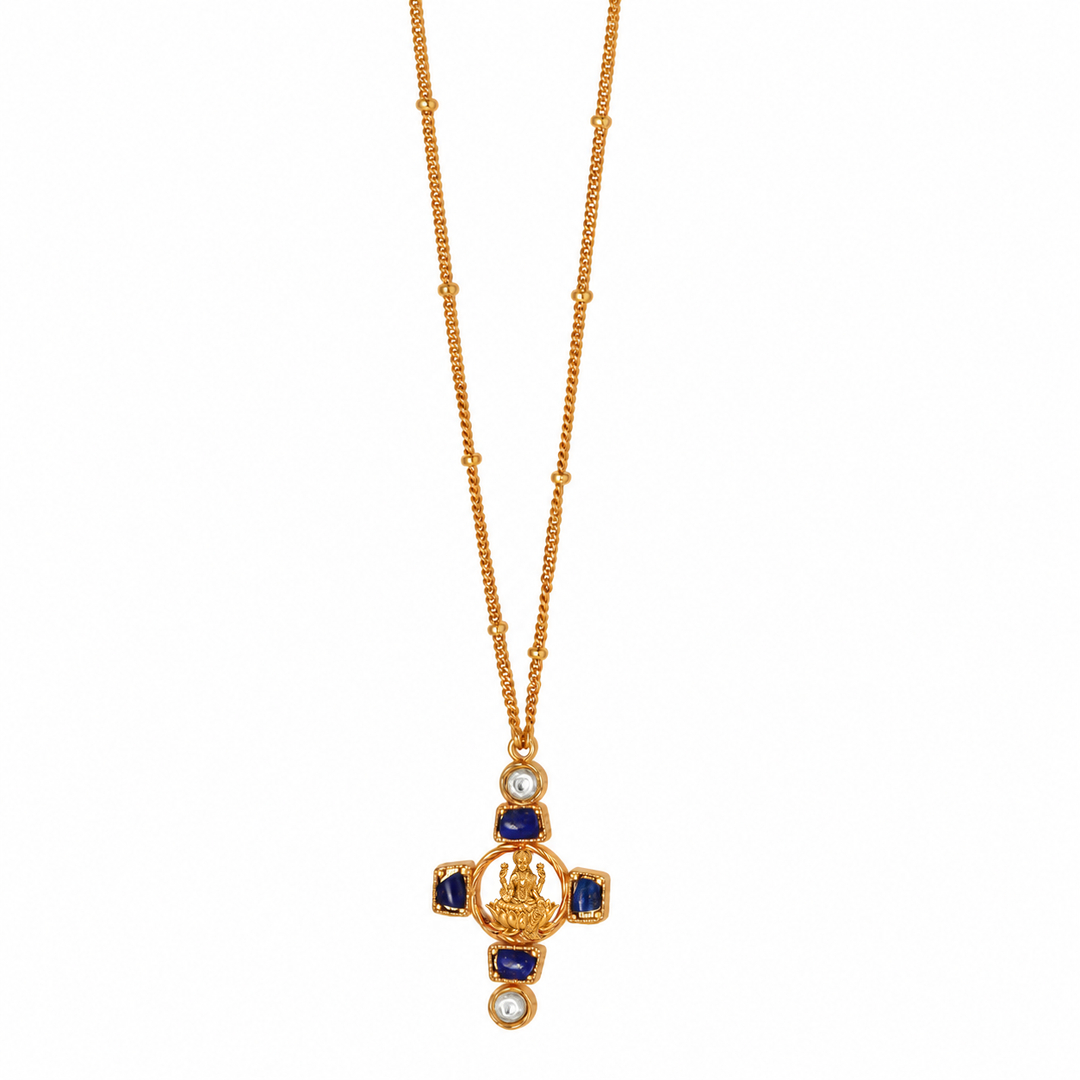 Dhan Lakshmi Lapis Kundan Pendant Necklace