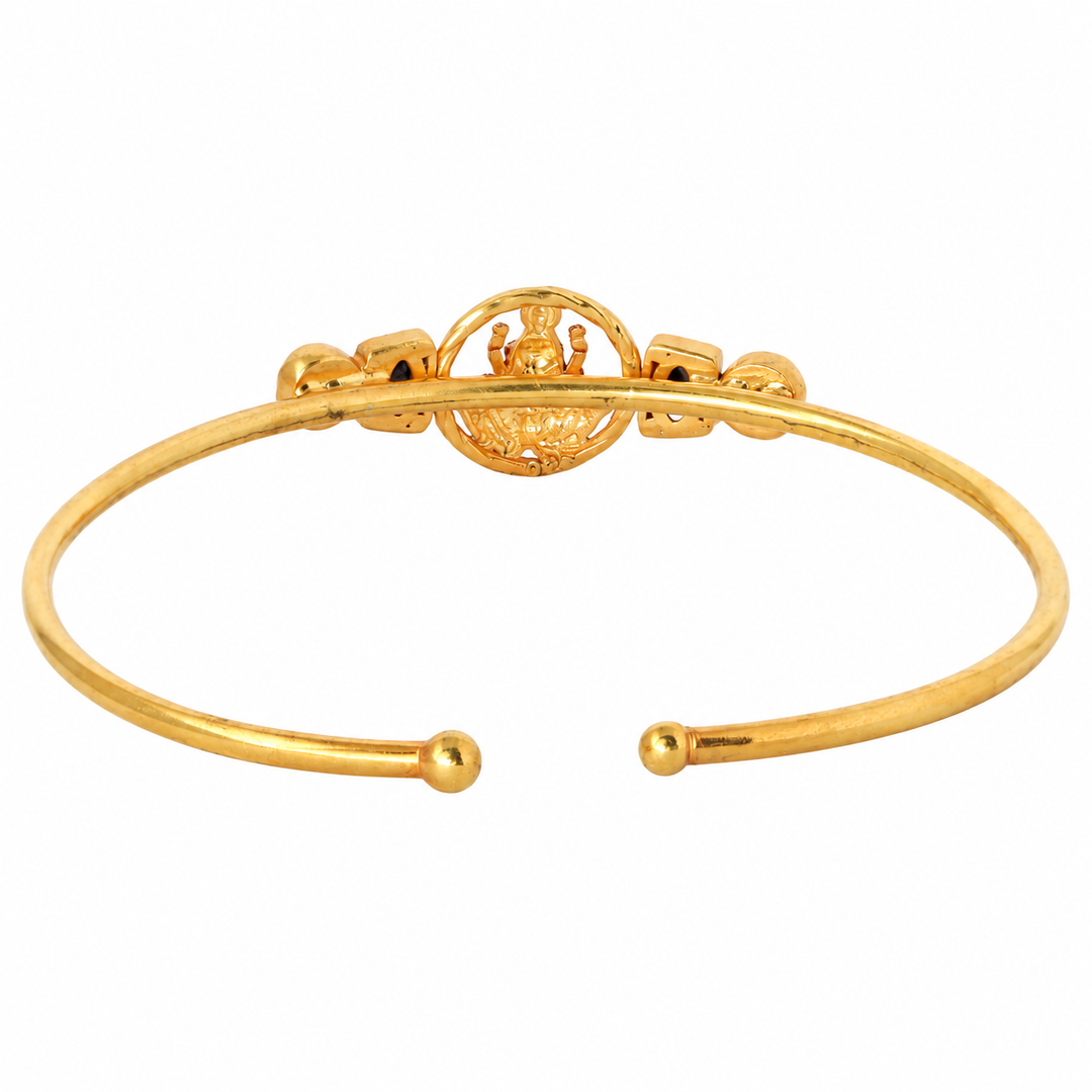 Silver 925 Dhan Lakshmi Lapis Kundan Cuff Bracelet
